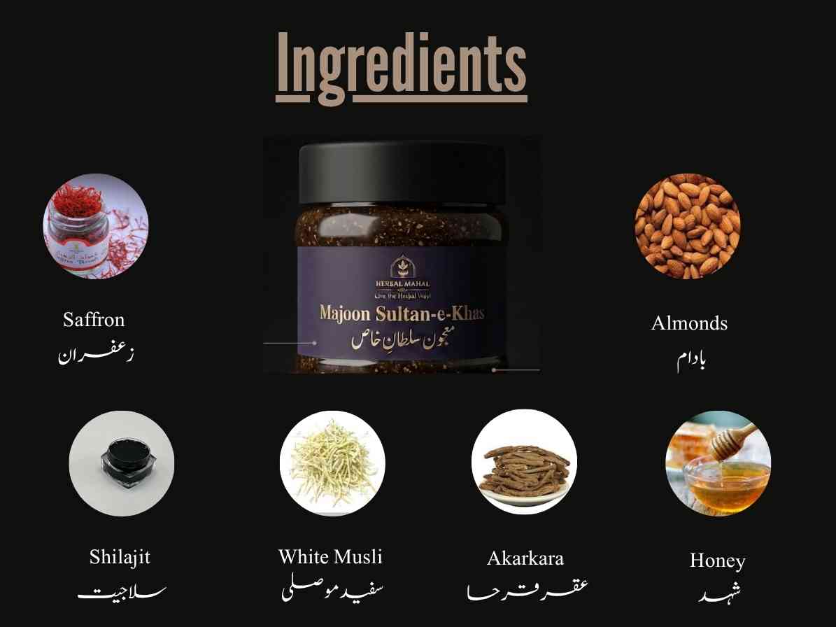 Organic Herbal Supplement  Majoon Sultan-e-Khas Ingredients